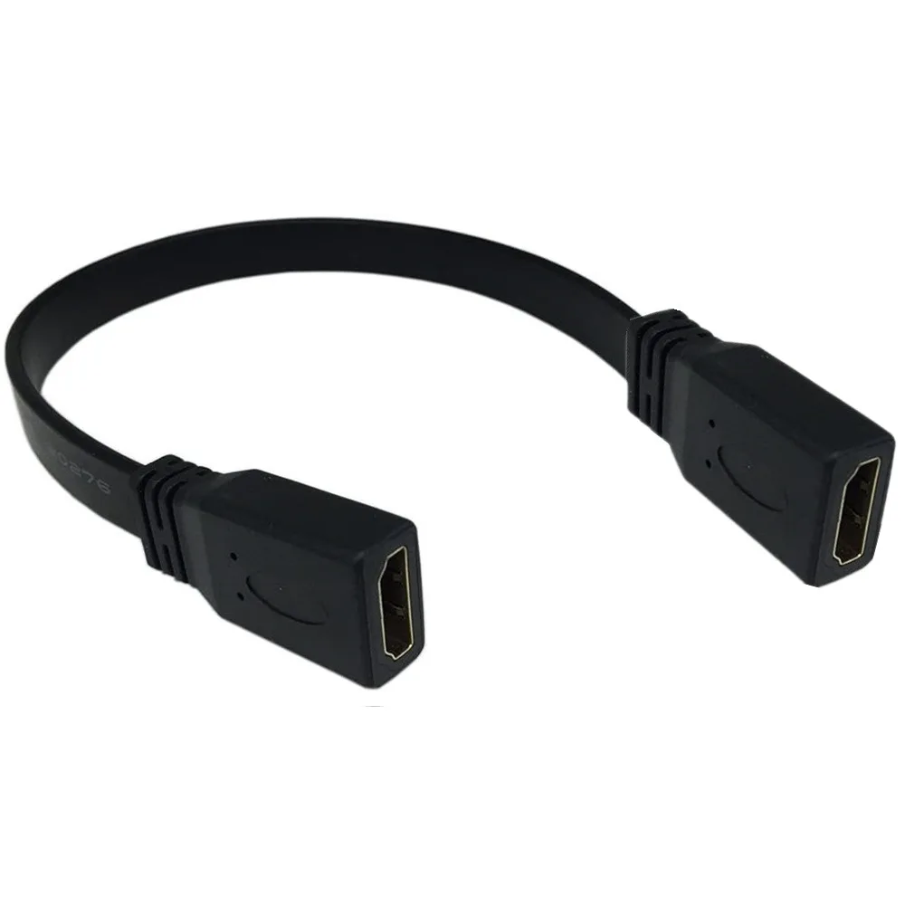 Flat HDMI Extension Cable 1 FT Female to Female, Gold Plated High Speed HDMI Extender Double Female HDMI cable