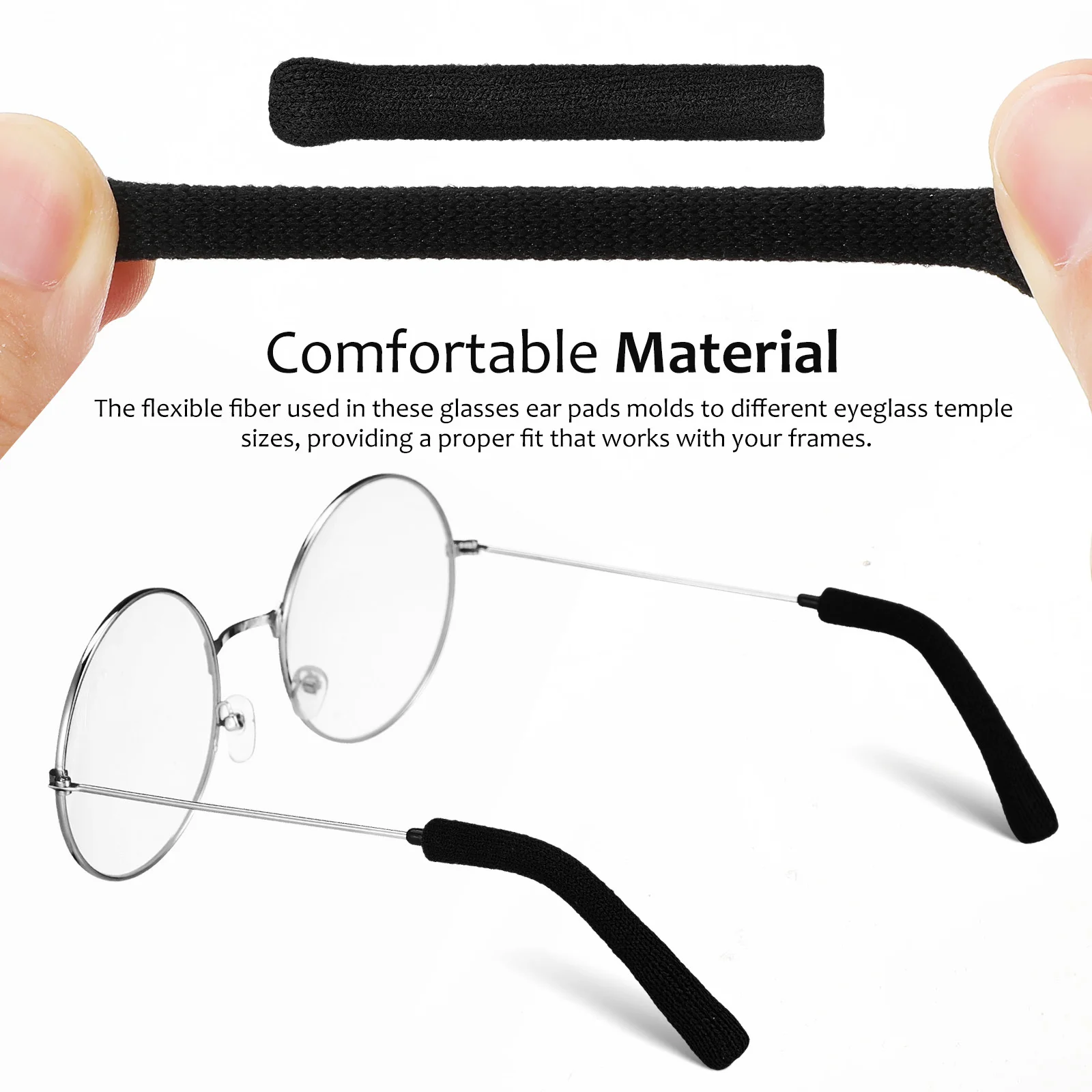 

2Pairs Eyeglasses Temple Pads Stretchy Knit Soft Ear Cushions Nonslip Glasses Arm Covers for Comfortable Wear Glasses Ear Grip