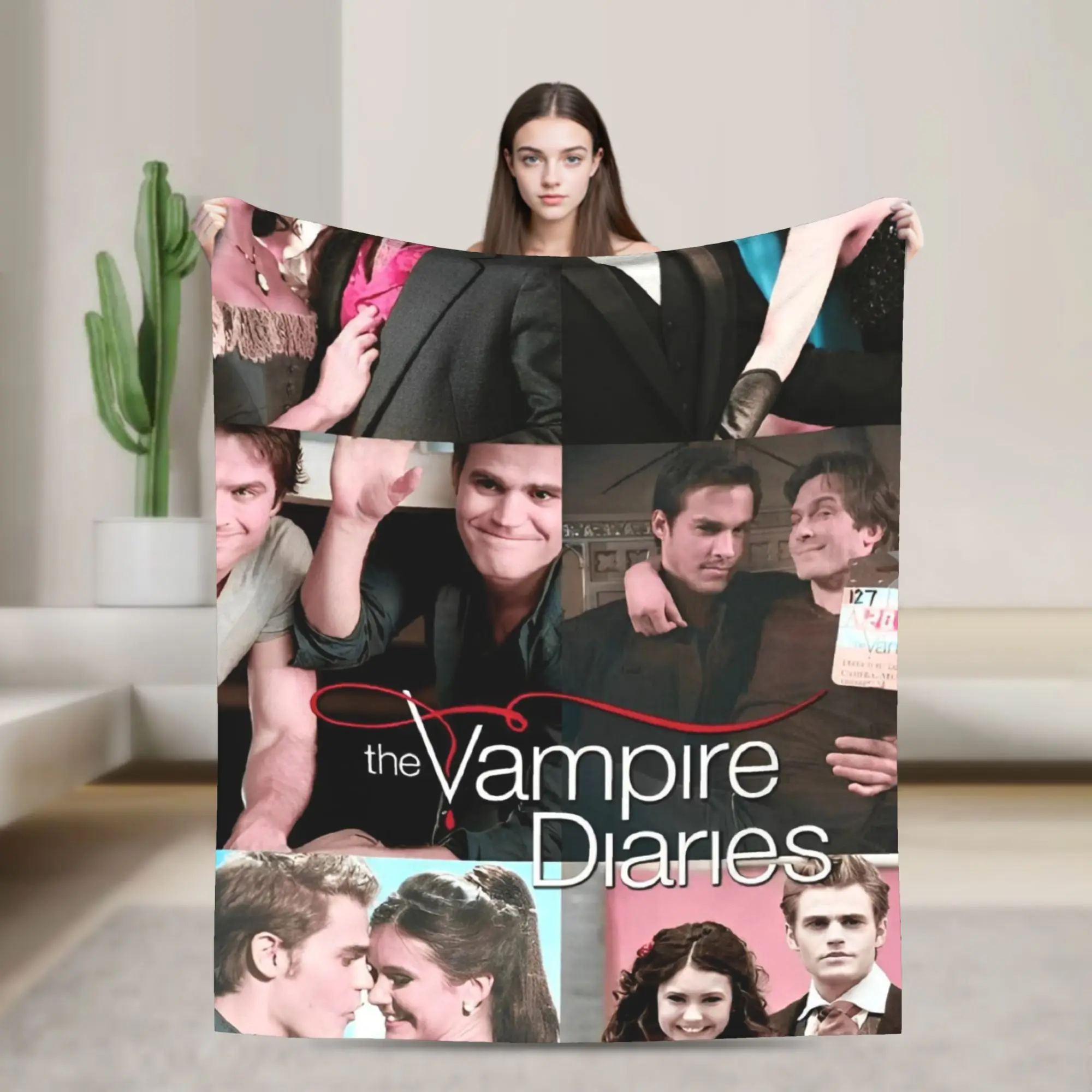 The Vampire Diaries Damon Salvatore Blanket Flannel  Winter   Lightweight Thin Throw Blankets for Bed Travel Bedding Throws