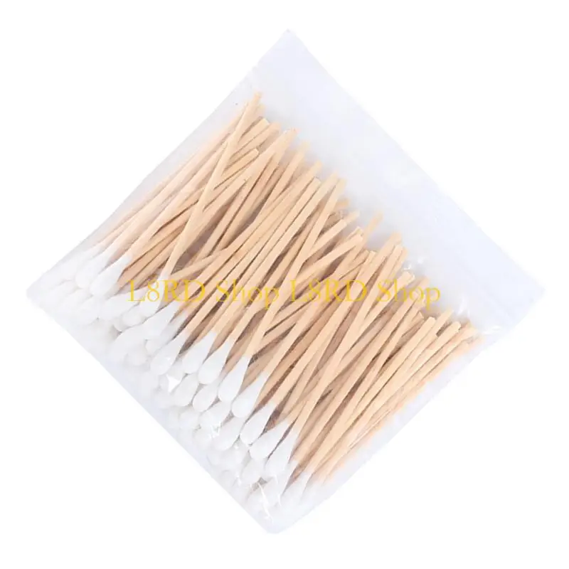 L8RD 100 pezzi cotone industriali cotone da 15 bastoncini legno e punte appuntite pulizia precisa e
