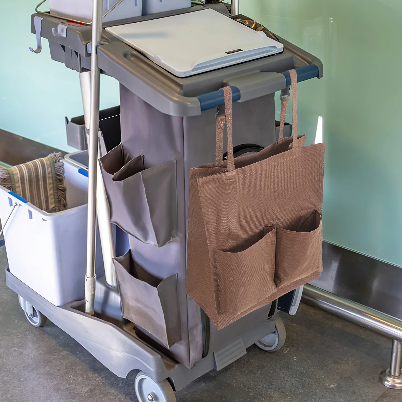 

Cleaning Cart Bag Sturdy Dual Layer Design for Hotel Restaurant Use Janitorial Storage Pouch Replacement Cleaning Bag for Work