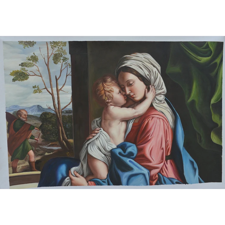 zd-The Virgin and Child Embracing Famous Handmade Oil Painting Reproduction for Home Wall Art Canvas Decor@
