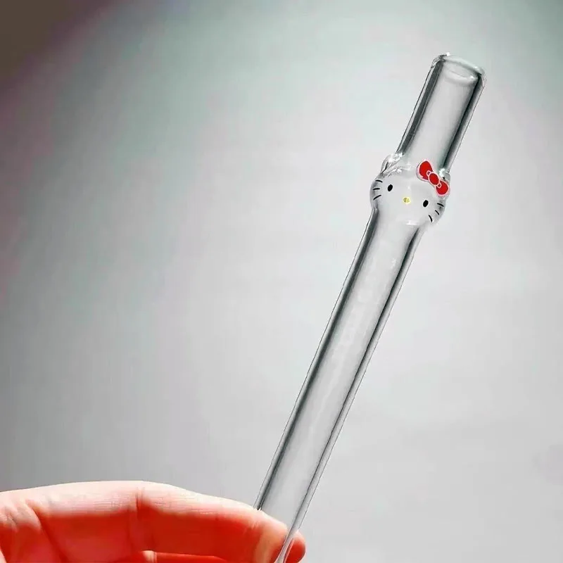 Sanrio Hello Kitty แก้วดื่มแบบใช้ซ้ําได้ฟางการ์ตูนน่ารัก 3D หลอดดื่มสําหรับน้ําผลไม้นมอุปกรณ์เสริม Theme Party Bar เครื่องมือ