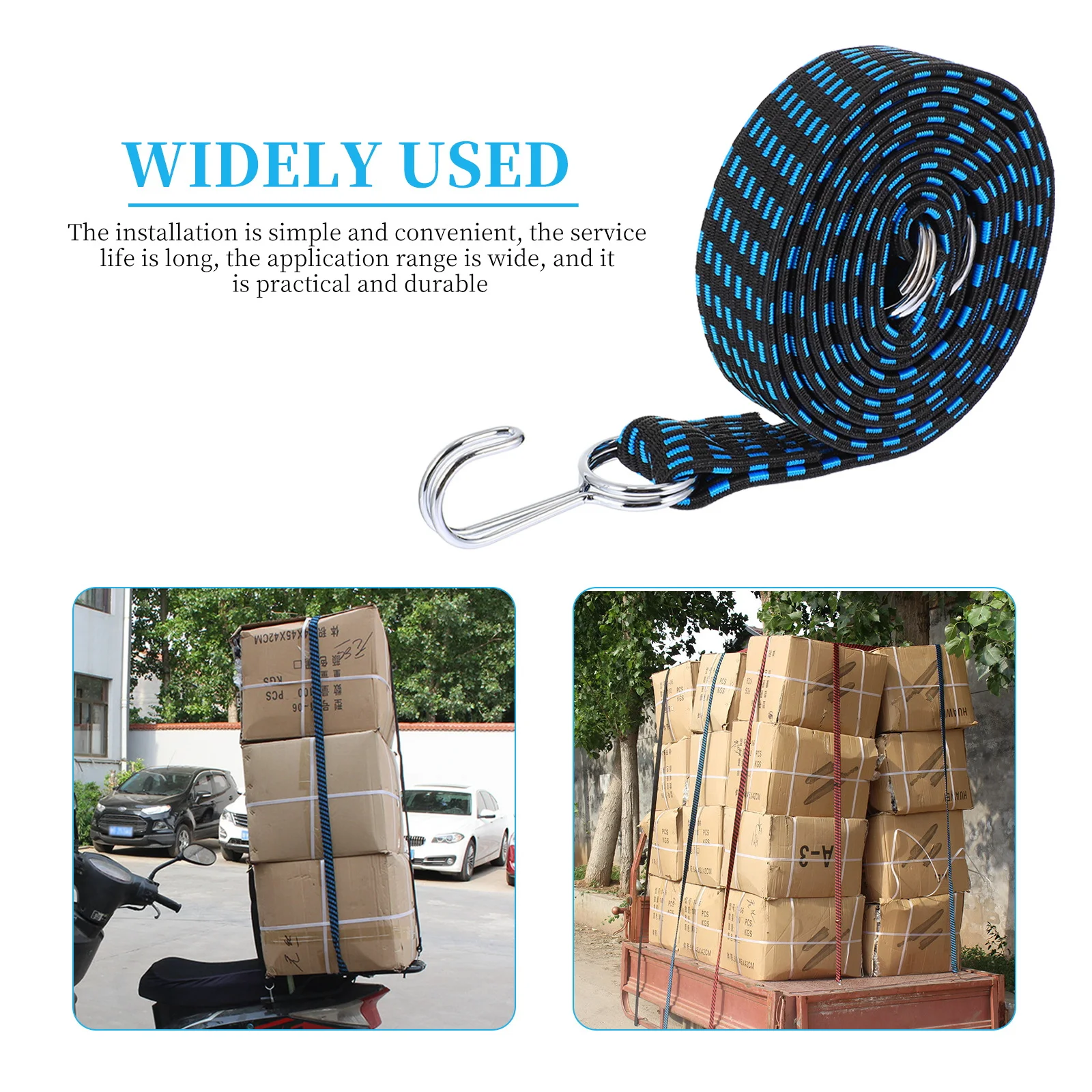 

4pcs Elastic Rope With Hooks Heavy Duty Cargo Straps For Car Motorcycle Luggage Camping Bundling Fixing Rope Anti-Wear