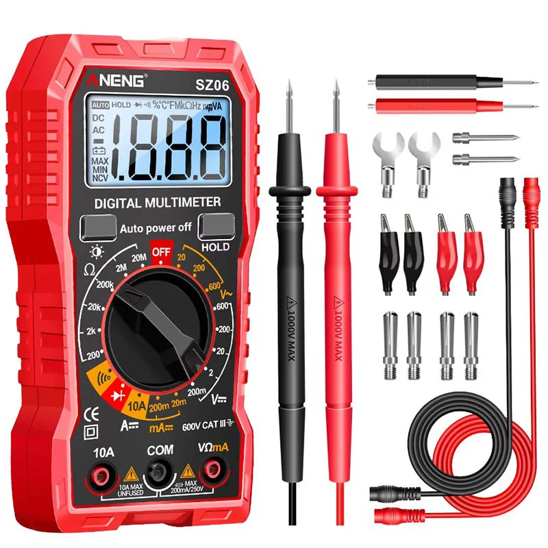 SZ06 Digital Multimeter Voltage Resistance Meter AC/DC Ammeter 600V Voltmeter Multimetr Electrician LCD Backlight Ohm Test