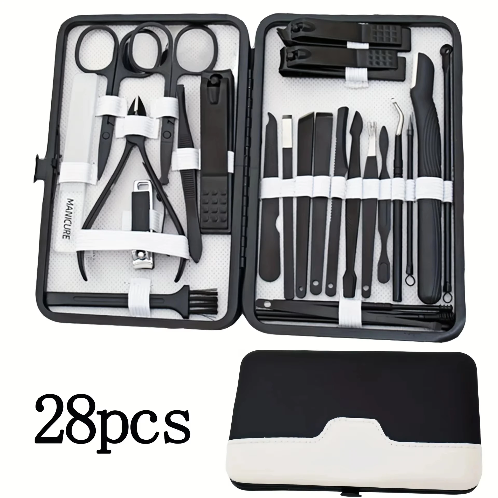 

28Pcs New Stainless Steel Manicure Art Tool Nail Clipper Set Grooming Tool Set With Portable Case Nails Cut