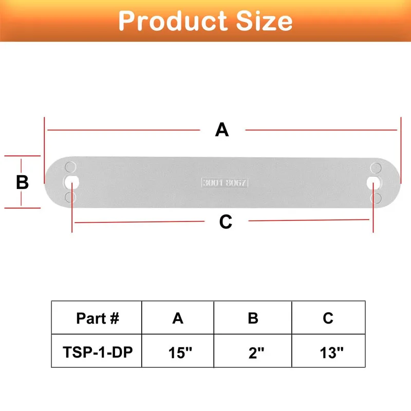 TSP-1,TSP-2DP Transom Support Plate Kit 3001-8067 for Top Support and Lower Support Bolt Holes ,15” X 2