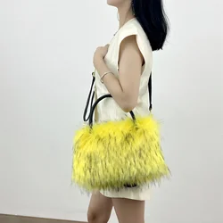 Women Fox Fur Handbag Ladies Winter Soft Fluffy Large Capacity Tote Bag Luxury New Design Raccoon Fur Shoulder Bags Backpacks