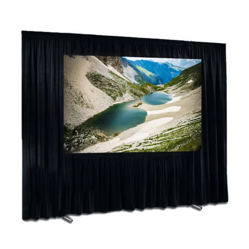 Outdoor Projector Screen with Stand Front and Rear Projection Fast Fold Screen with Drape Kits