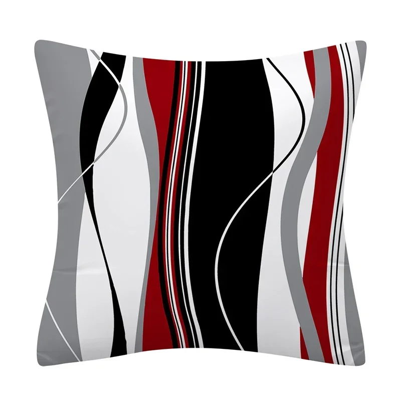 Red Black Pillow Cover Polyester Printed Abstract Cushion Case Sofa Home Decor 45x45cm Bedroom Living Room Throw Pillowcase Gift