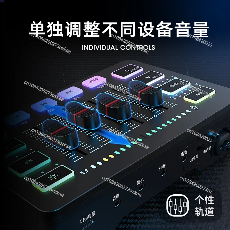 Gaming Audio Mixer,Streaming 4-Channel RGB Mixer with XLR Microphone Interface,for Game Voice,Podcast,AmpliGame SC3