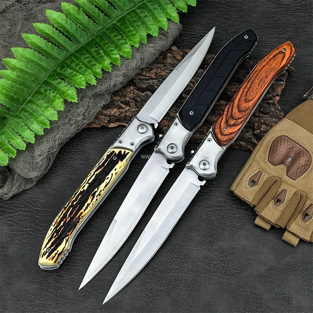 سكين كبير قابل للطي مقاس 12 بوصة، شفرة فولاذية D2، مقبض من الخشب أو الراتنج أو البلاستيك، غمد من النايلون، هدية أداة EDC للتخييم في الهواء الطلق #2