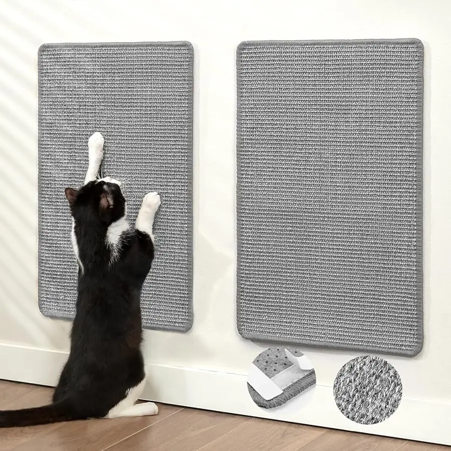 

Cat Scratcher Mat,Natural Sisal Cat Scratch Pad with Hook&Loop Tape,Horizontal Floor Kitty Scratching Pads Rug for Indoor,Cat Fu