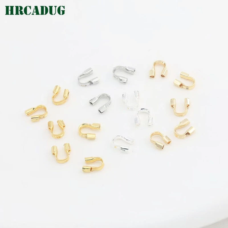 

50 шт. защита проводов для ювелирных изделий 14 К/18 К позолоченная латунь U-образные аксессуары разъемы DIY ювелирные изделия защита проводов защитные петли