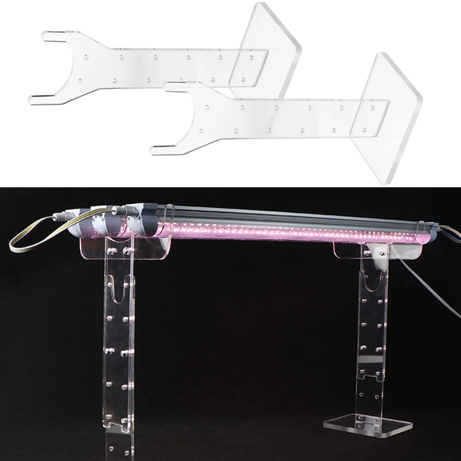 1Pair Plants Clear Lamp Stand High Strength Acrylic Vertical Grow Lights Fixing Rack Indoor Greenhouse Plants Growing Lamp