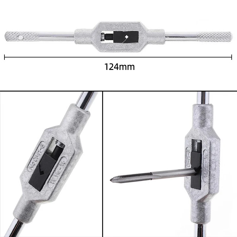 Metric Tap HSS 6542 Mini Thread Tap Drill Bit M1-M3.5 Straight Flute Machine Screw Tap Adjustable Tap Wrench M1-M8 Tapping Tool