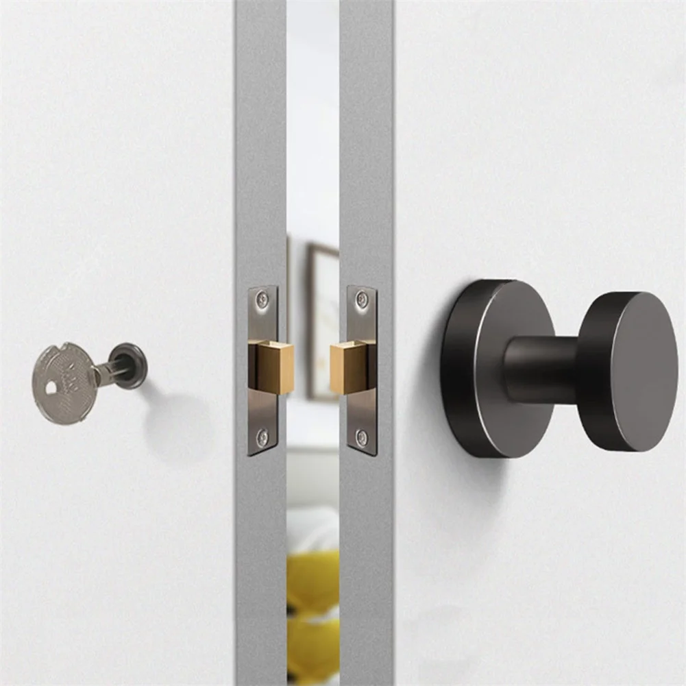 

Single Side Invisible Door Lock for Interior Doors with Secure Keyhole and Round Handle Suitable for Bedroom and Wall Doors