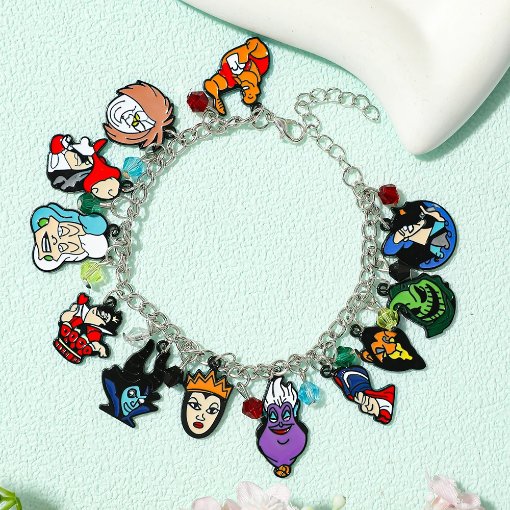 Pulsera con Figura de Maléfica de Dibujos Animados, Encantador Colgante de Cristal de Princesa, Accesorio para Niñas y Mujeres, Regalo de Cumpleaños