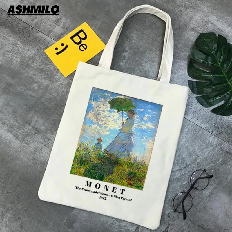 Shoulder Bag Oil Painting Aesthetics Women Canvas High Capacity Tote Bag Shopping Bags Cotton Handbags Books Bag For Girls