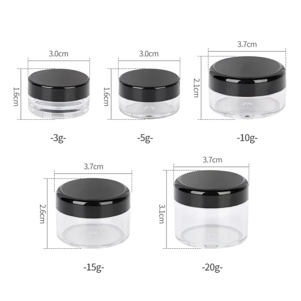 Pots de crème en plastique avec fuite, 2 ml, 3 ml, 5 ml, 10 ml, 15 ml, 20ml, échantillon de beauté, bouteille de voyage à large bouche pour crème de toilette, 10 pièces