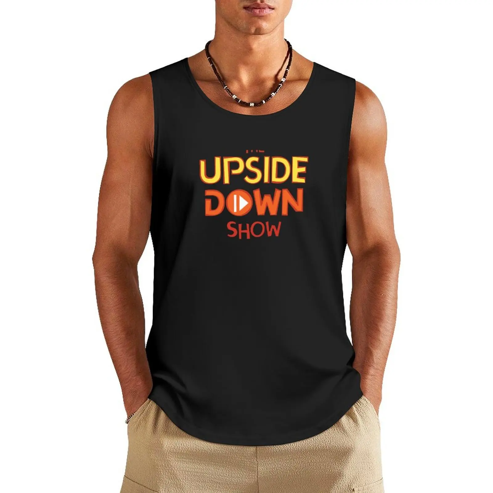 The Upside Down Show Centre Logo Tank Top Gym t-shirt man fitness clothing for men sleeveless