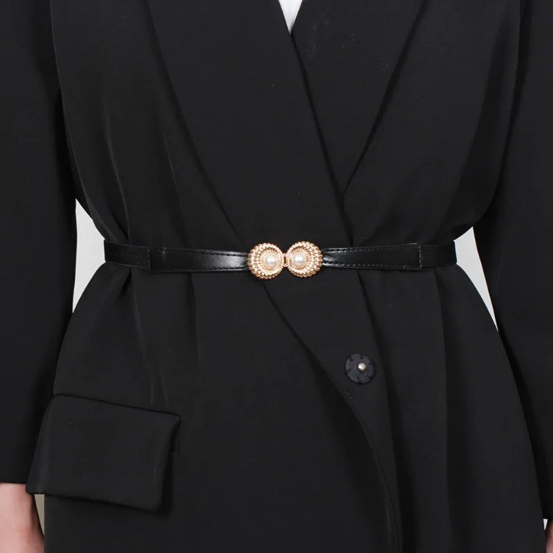New Korean-Style Belt Pearl Elastic Waist Cincher for a Slimming Effect Perfect for Blazers Coats Dresses and Sweaters—Trendy