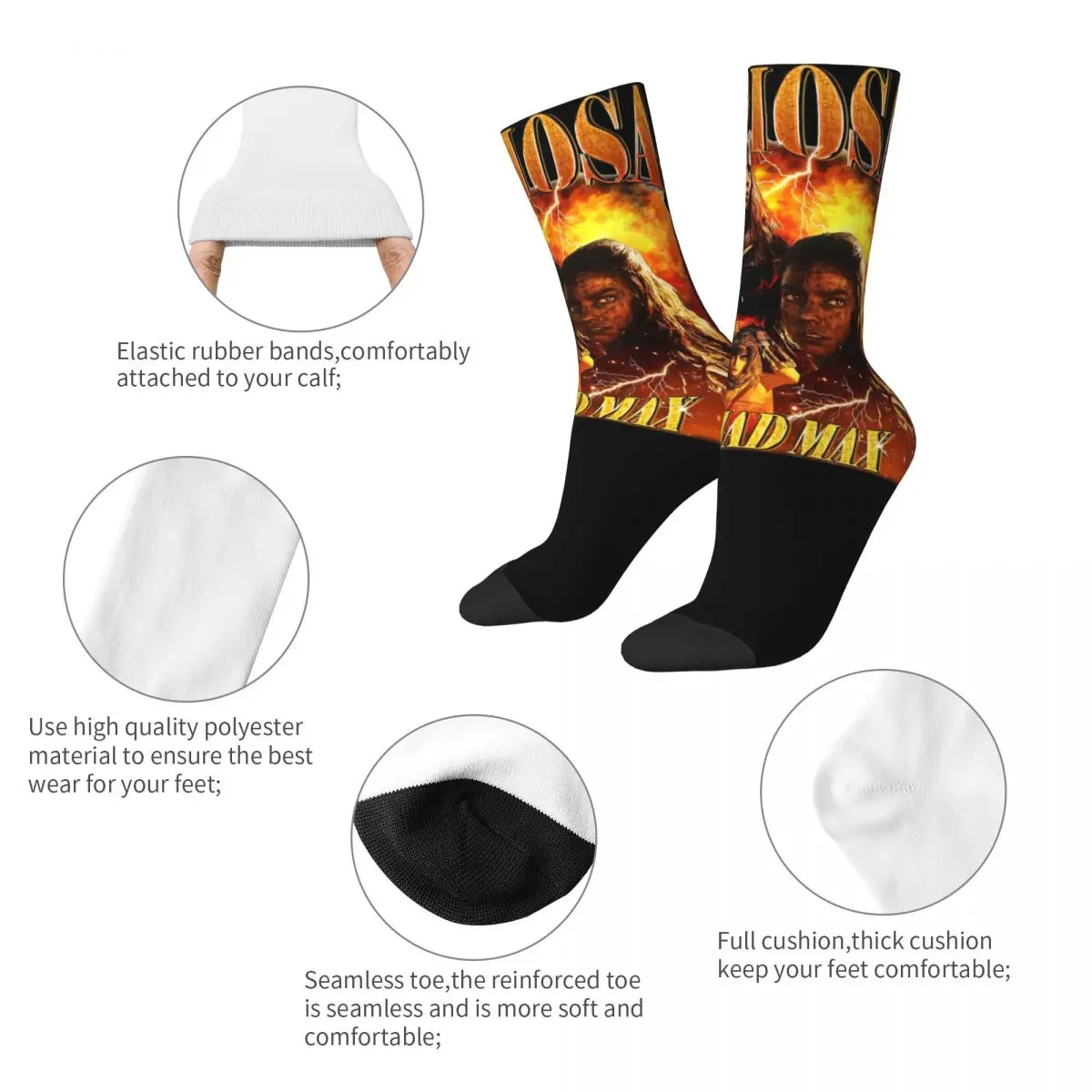 Men's 2024 Furiosa A Mad Max Saga Movie Socks Warm Casual George Miller Socks Harajuku Merch Middle TubeStockings Small Gifts