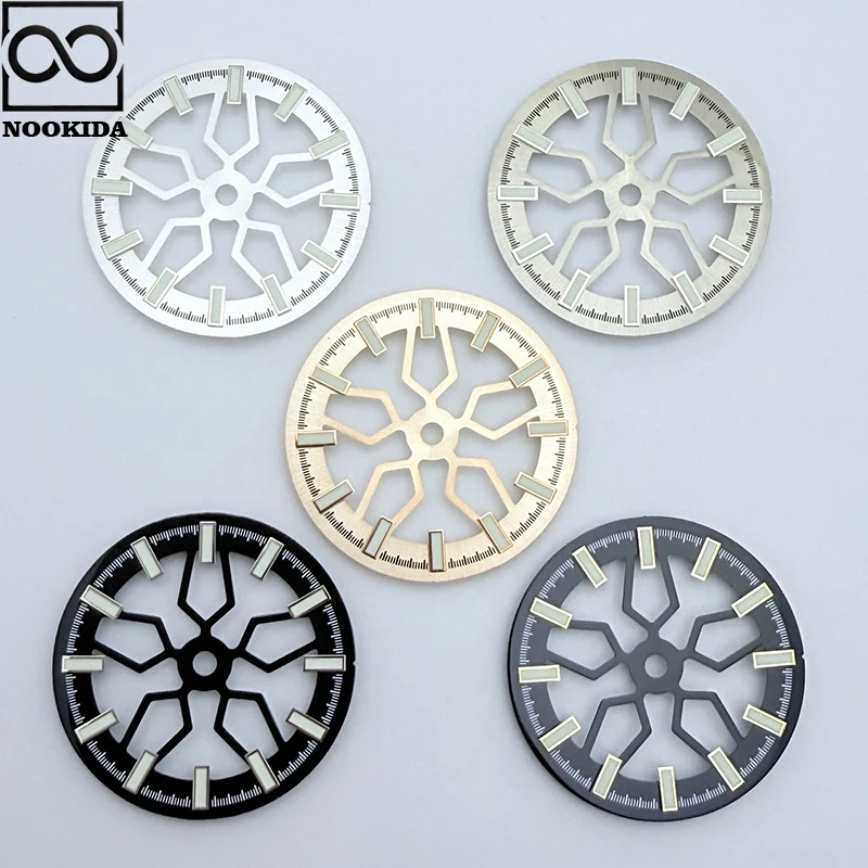 NOOKIDA 28.5MM New Green Luminous Skeleton Watch Dial  Dial for NH70 Movement Watch Modify Accessories