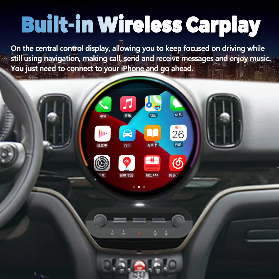 11.8inch Android For BMW Mini Cooper Countryman F60 2017-2025 Navigation GPS Multimedia Player Carplay Stereo 4G WiFi Bluetooth