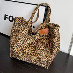 Leopard Prints Tote Bag Canvas Fabric Large Capacity Handbag Luxury Design Women Shoulder Bag Beach Adjustable Bags Shopper 2024