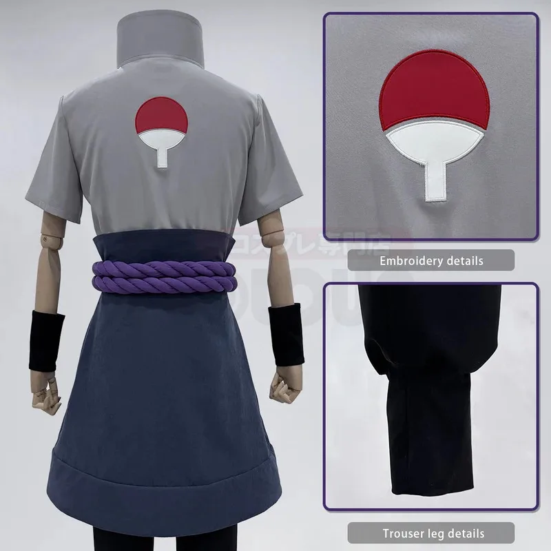 Kostum Cosplay Anime Uchiha Sasuke Atasan Celana Sabuk Cos Hadiah Konvensi Versi Dewasa Uniseks ir;l5