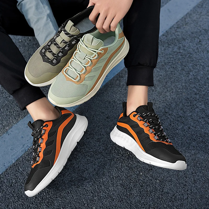 Men's Spring 2025 New Breathable Mesh Fly Weave Design Shoes Soft Soled Casual Sports Shoes Mesh Comfortable Running Sneakers