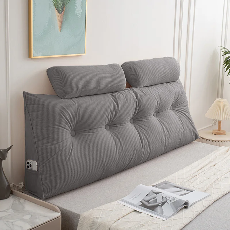 

3pcs Corduroy Wedge Headboard Pillow Bed Wedge Pillow for Headboard Triangular Headboard Pillow with Neck Roll Pillows Removable