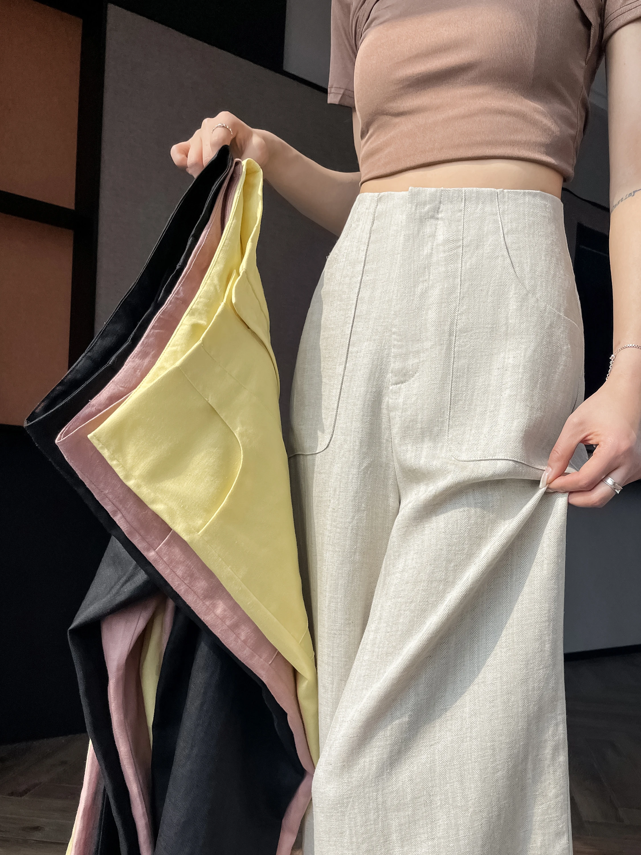 

Linen Wide Leg Pants Women's Suit Casual Loose Straight Cut Summer Thin Small Size Versatile Loose Fit Casual Trousers