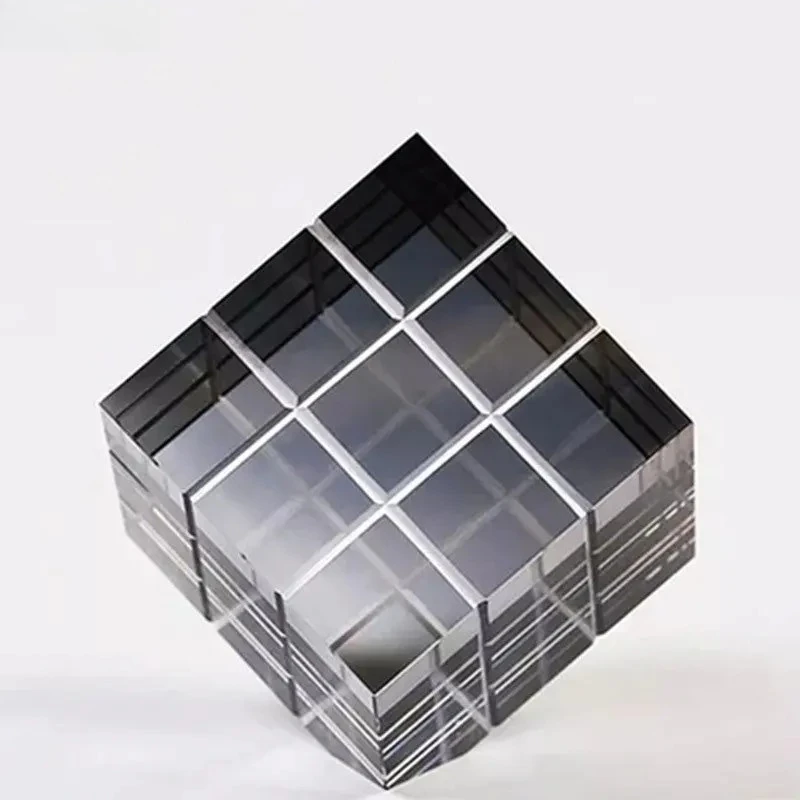 Minimalism Transparent Geometric Square Crystal Magic Cube Statue Desk Decoration Glass Magic Cube Sculpture Crafts Ornaments
