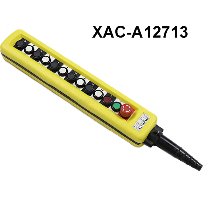 

1Pcs XAC-A12713 Rain-proof Type Crane Button Control Switch Box for Hoist Up Down Left Right Emergency Stop Yellow