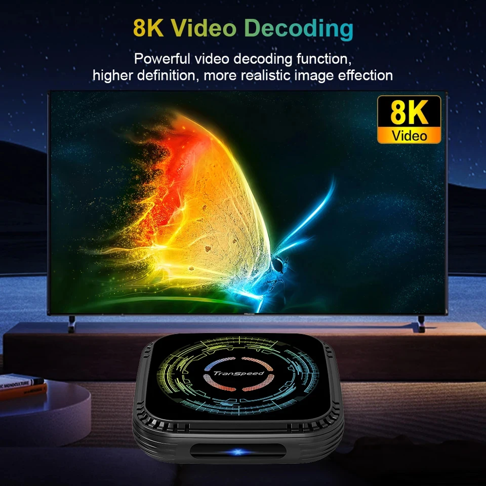 Transpeed Allwinner H728 Android 14 TV BOX Dual Wifi 6 32G64G Octa-Core ARM Cortex A55 Support 8K HDR Video 4K BT5.0 Set Top Box