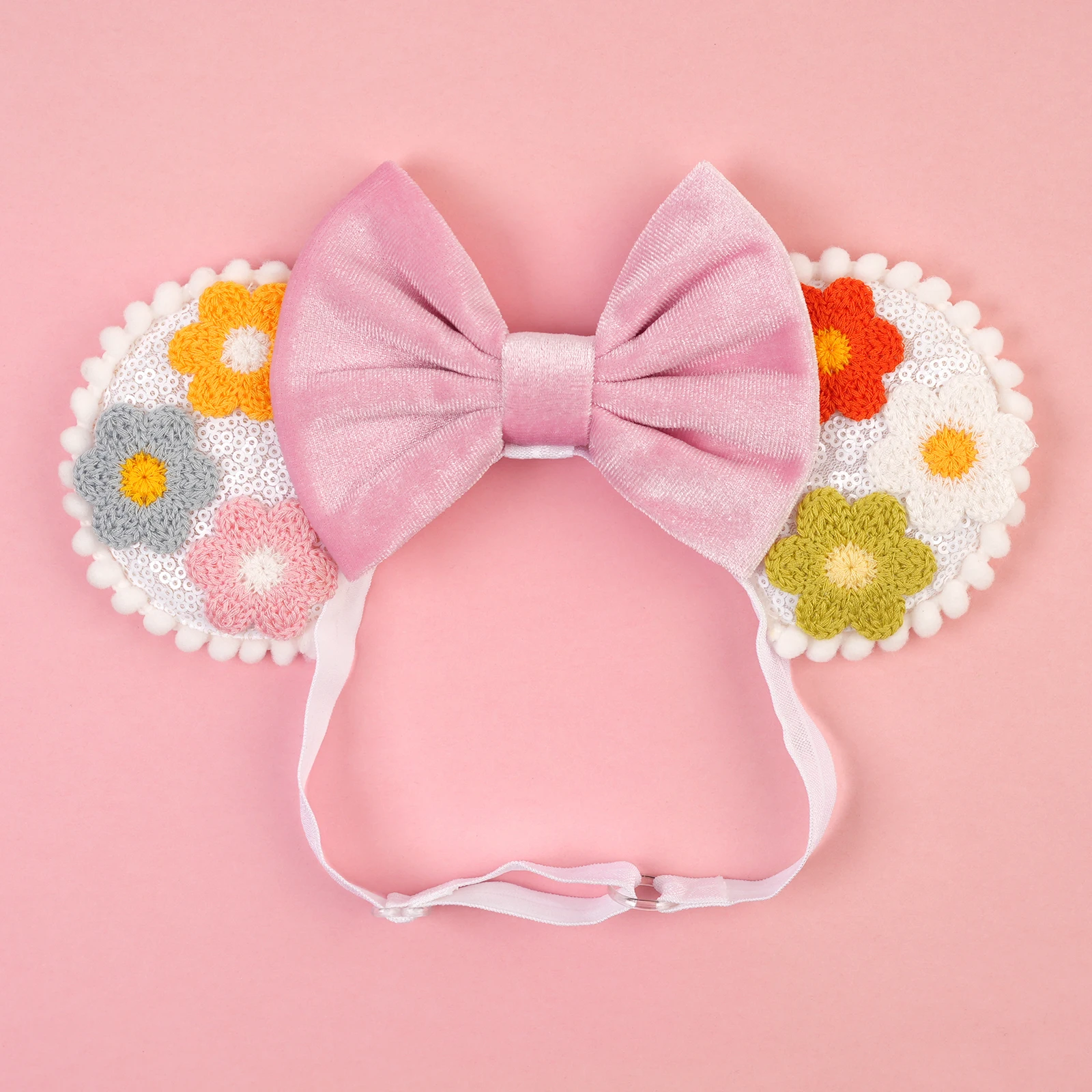 1 Stück Süßes Mausohren-Haarband Elegante Blumendekoration Prinzessinnen-Stirnband Verstellbares Nylon-Haarband für Tägliches und Festliches Tragen Haaraccessoires