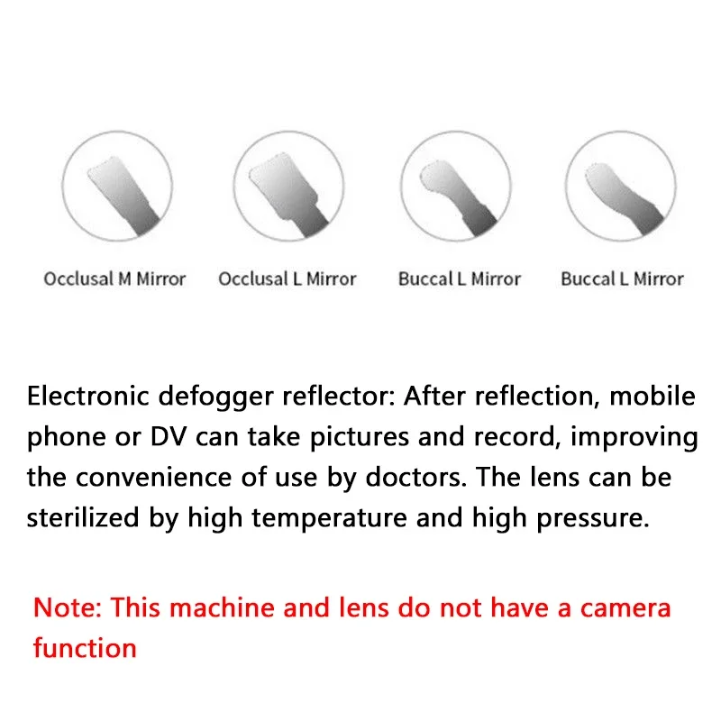 Stainless Steel Dental Plate Set Anti-Fog LED Light Photo Mirror High Hardness Photography Defog Reflector for Dental Use