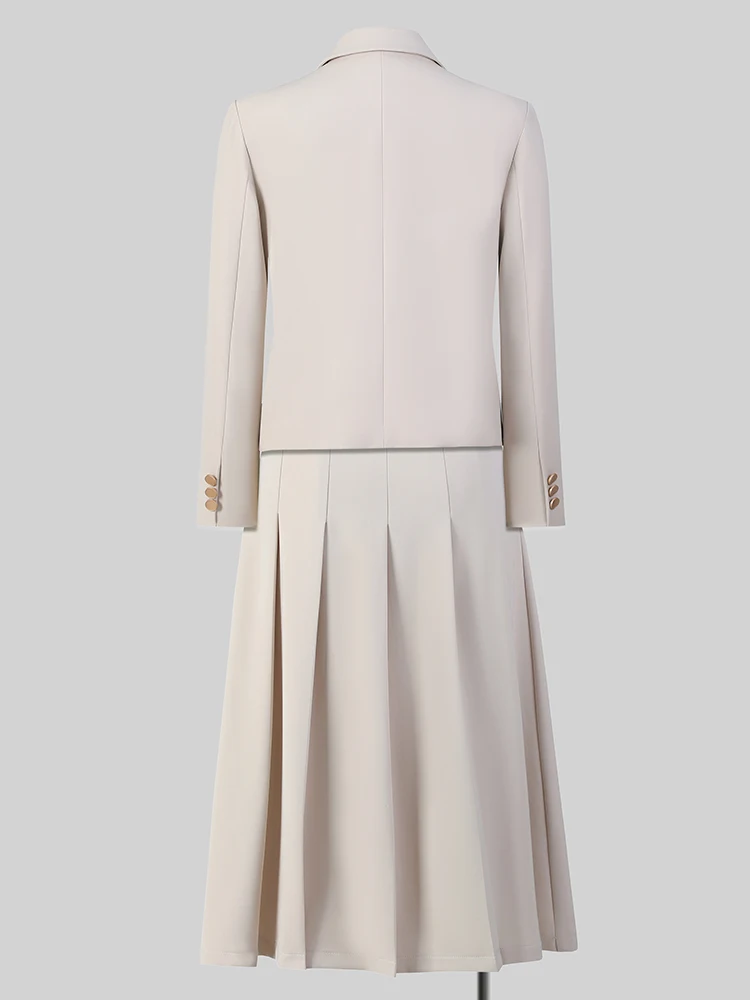 Fashion Autumn Winter Office Ladies Skirt Suit Blazer Black Beige Gray Women Business Work Formal Two Piece Set