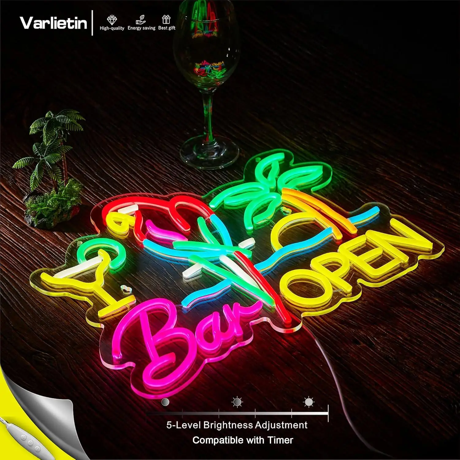 Parrot Bar Open Neon Sign USB Dimmable LED Lights For Pub Restaurant Man Cave Party Business Home Wall Art Decor Signboard Light view 4