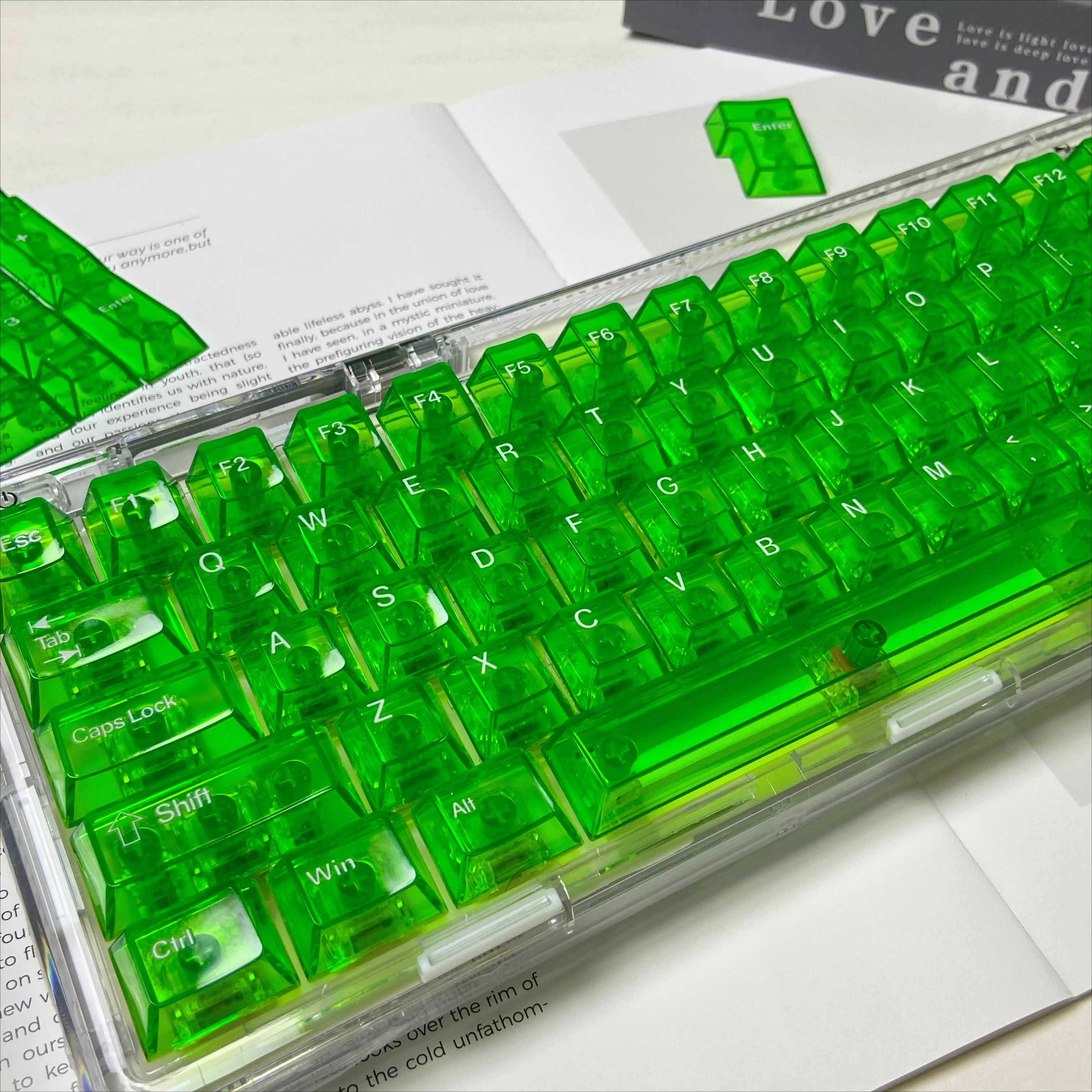 Classic Fully Transparent Keycaps Custom Keyboard PC Ice Cube Cherry Profile Crystal Keycaps for Gaming Mechanical Keyboard