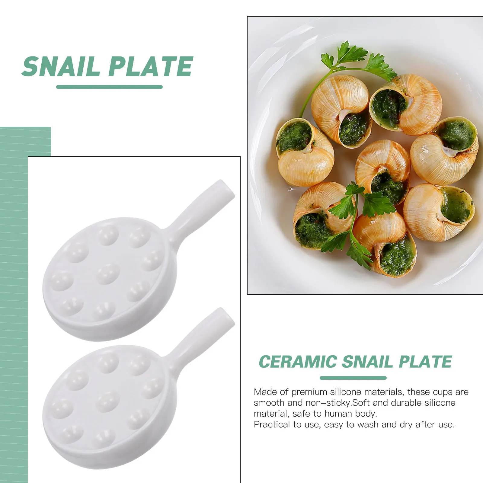 

1Pcs Ceramic Escargot Plate Heat Resistant Thick Stable Snail Baking Dish Dishwasher Safe Non Slip Escargot Plate