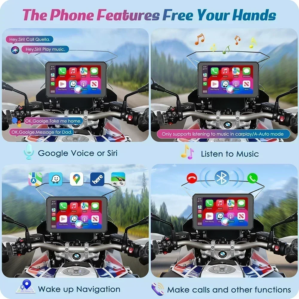 Carplay für BMW XR M1000 R1200GS R1250GS S1000XR R1300GS 7-Zoll tragbarer Motorrad-Navigator CarPlay Android Auto Navigator