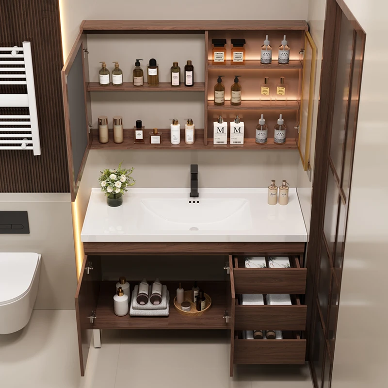 Storage Perfume Bathroom Cabinet Mirror Organizer Toilet Display Partitions Luxury Cupboard Modern Gabinete Trendy Furniture