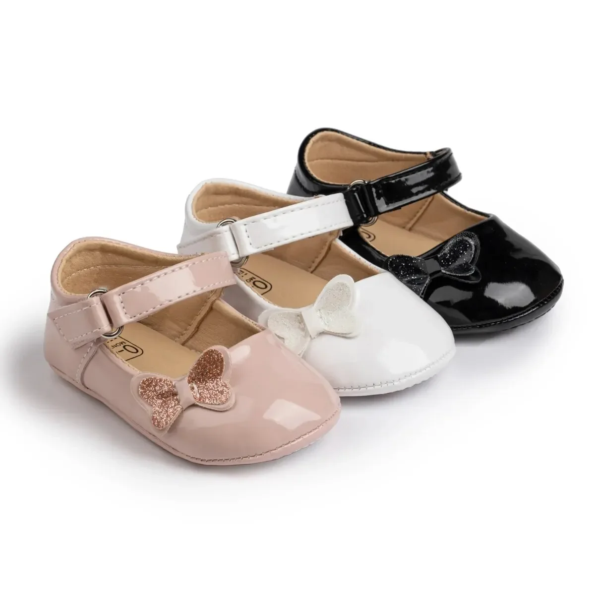 Meckior Baby Girl Shoes Newborn PU Leather Bowknot Dress Infants Shoes Rubber Non-Slip Toddler First Walker Baby Shoes Girls