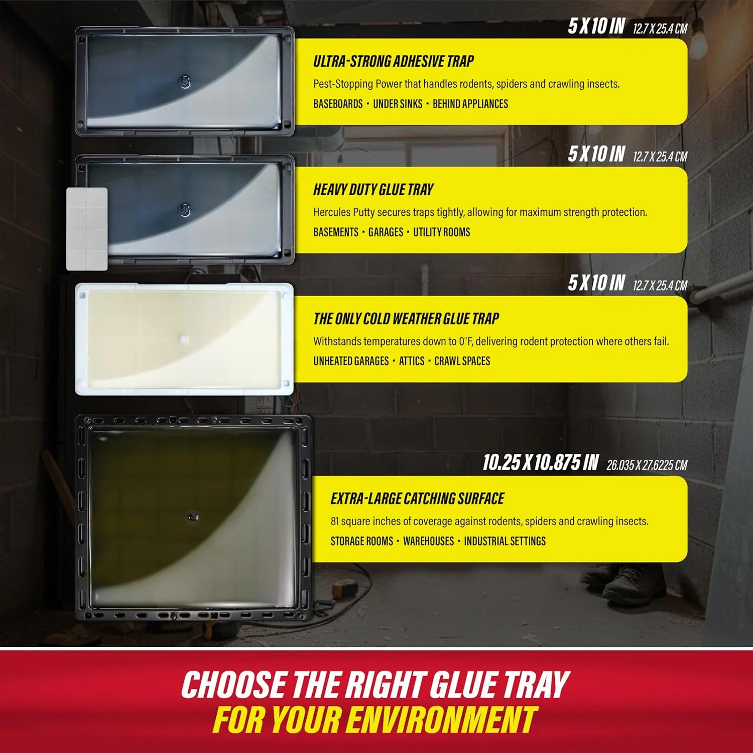 Large Glue Rat Traps 10Pk for Home, Bulk Pest Control for Mice, Snakes & Spiders