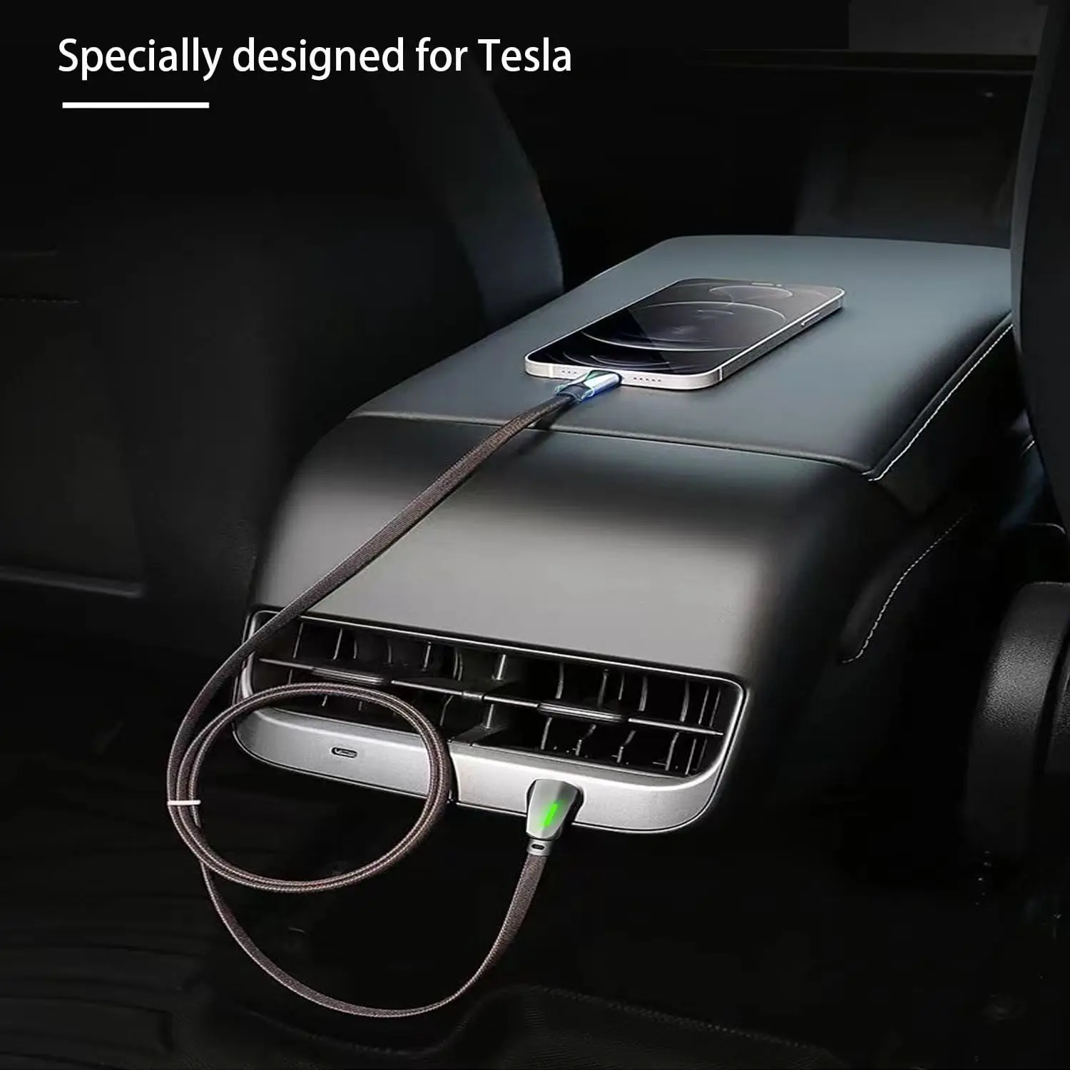 USB Cable For Tesla Model Y 2026 Juniper Charging PD Fast Charging Phone USB Rear Exhaust Air outlet 60W USB Data Cable Model 3