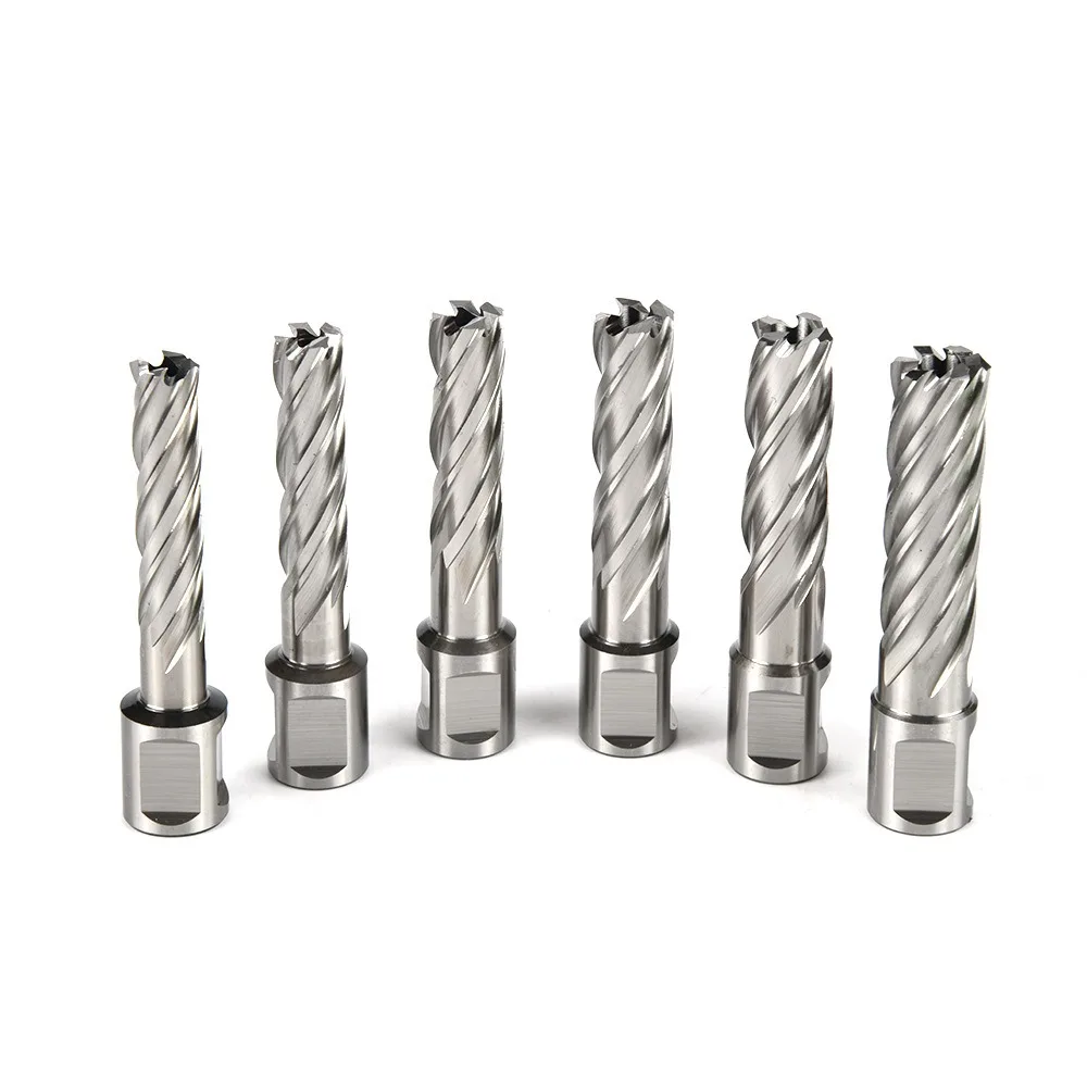 HSS Hole Saw Drill Bits Annular Cutter 10-15mm Core Drill Bit 25mm Weldon Shank Hollow Drill Bit Cutter For Metal Drilling Tools