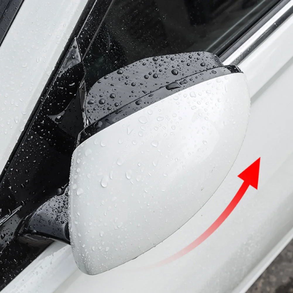 1 Pair Car Rear View Mirror Rain Eyebrows With Round Blind Spot Mirror Snap-On Rainproof Auto Side Mirror Guard For All Vehicles